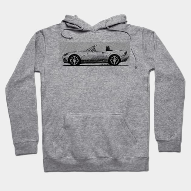 Drawing of the Japanese roadster Hoodie by jaagdesign